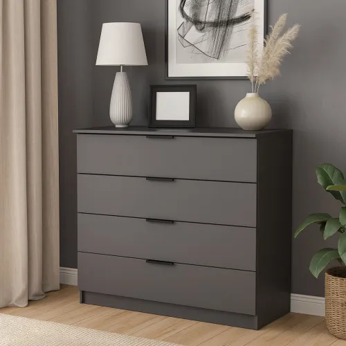 Комод К4 4Я 945х1000х450 мм корпус ДСП Серый Графит фасад МДФ краска RAL7012 (Серый)