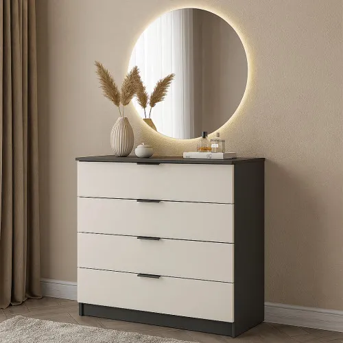 Комод К4 4Я 945х1000х450 мм корпус ДСП Серый Графит фасад МДФ краска RAL9001 (Свет-беж)