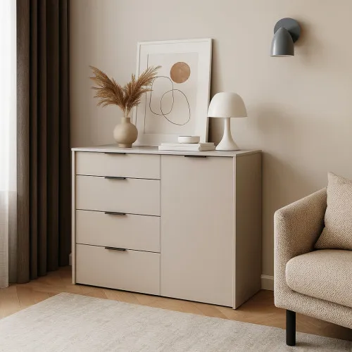 Комод К5 4Я1Д 880х1200х450 мм корпус ДСП Кашемир фасад МДФ краска NCS S 2002-Y50R (Шелк мат)