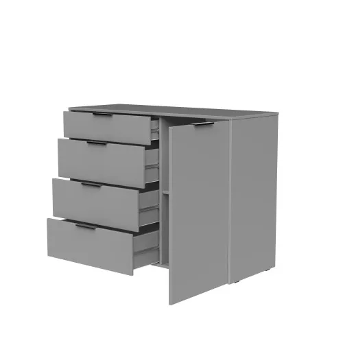 Комод К5 4Я1Д 880х1200х450 мм корпус ДСП Серая Мышка фасад МДФ краска RAL7004 (Серый)