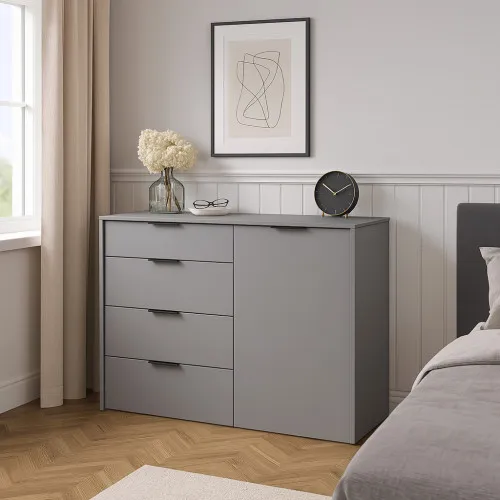 Комод К5 4Я1Д 880х1200х450 мм корпус ДСП Серая Мышка фасад МДФ краска RAL7004 (Серый)
