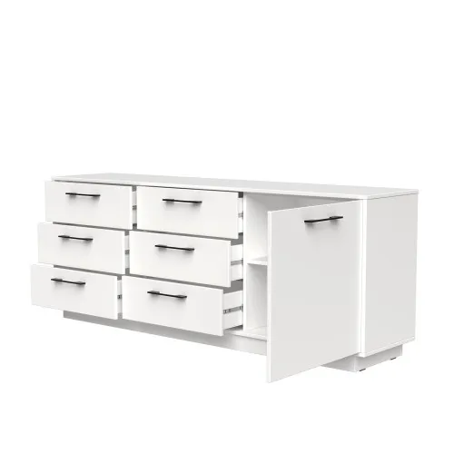 Комод К6 6Я1Д 700х1800х400 мм корпус ДСП Белый фасад МДФ краска RAL9003 (Белый)