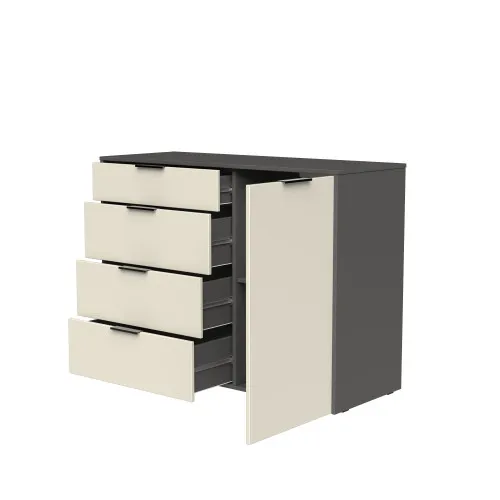 Комод К5 4Я1Д 880х1200х450 мм корпус ДСП Серый Графит фасад МДФ краска RAL9001 (Свет-беж)