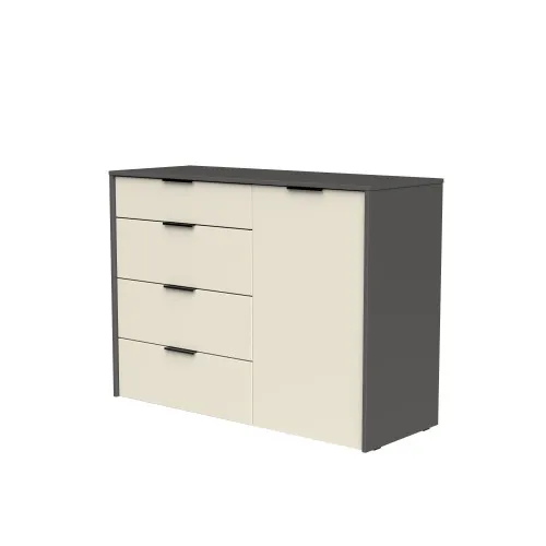 Комод К5 4Я1Д 880х1200х450 мм корпус ДСП Серый Графит фасад МДФ краска RAL9001 (Свет-беж)