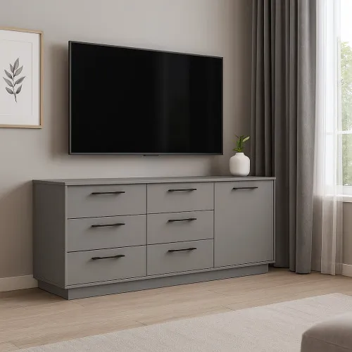 Комод К6 6Я1Д 700х1800х400 мм корпус ДСП Серая Мышка фасад МДФ краска RAL7004 (Серый)