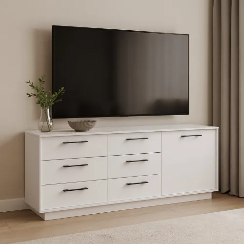 Комод К6 6Я1Д 700х1800х400 мм корпус ДСП Белый фасад МДФ краска RAL9003 (Белый)