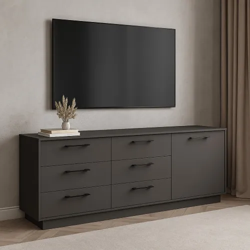 Комод К6 6Я1Д 700х1800х400 мм корпус ДСП Серый Графит фасад МДФ краска RAL7012 (Серый)