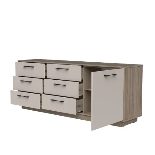 Комод К6 6Я1Д 700х1800х400 мм корпус ДСП Дуб Винтаж Оксид фасад МДФ краска NCS S 2002-Y50R (Шелк мат)