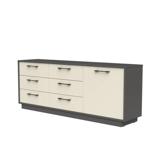 Комод К6 6Я1Д 700х1800х400 мм корпус ДСП Серый Графит фасад МДФ краска RAL9001 (Свет-беж)