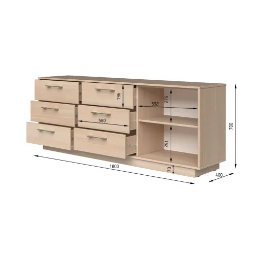 Комод К6 6Я1Д 700х1800х400 мм ДСП Серая Мышка