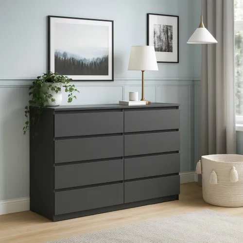 Комод К9 8Я 980х1600х430 мм корпус ДСП Серый Графит фасад МДФ краска RAL7012 (Серый)