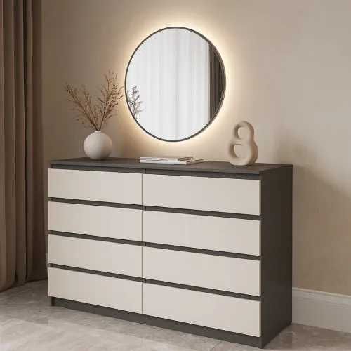 Комод К9 8Я 980х1600х430 мм корпус ДСП Серый Графит фасад МДФ краска RAL9001 (Свет-беж)