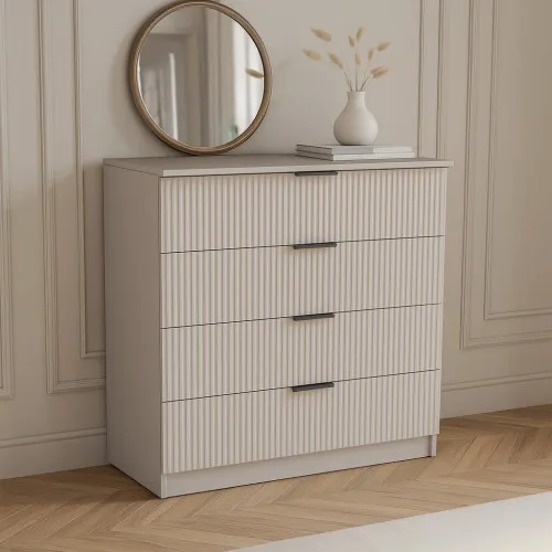 Комод К4 4Я 945х1000х450 мм корпус ДСП Кашемир фасад МДФ краска NCS S 2002-Y50R (Шелковистый мат) фрезерование Плаше Гросс