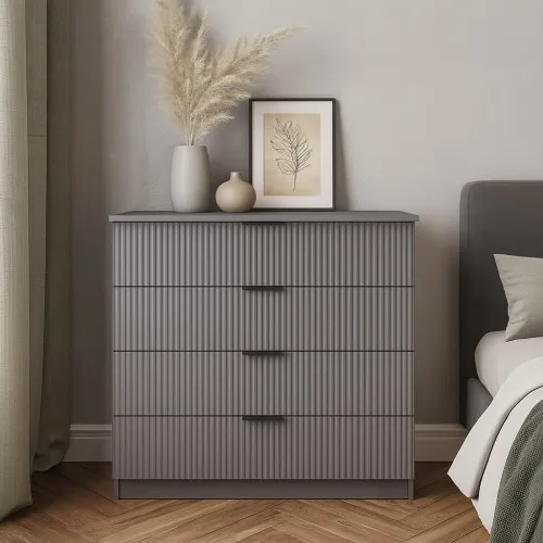 Комод К4 4Я 945х1000х450 мм корпус ДСП Серая Мышка фасад МДФ краска RAL7004 (Серый) фрезерование Плаше Гросс