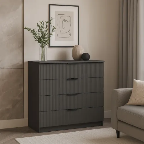 Комод К4 4Я 945х1000х450 мм корпус ДСП Серый Графит фасад МДФ краска RAL7012 (Серый) фрезерование Плаше Гросс