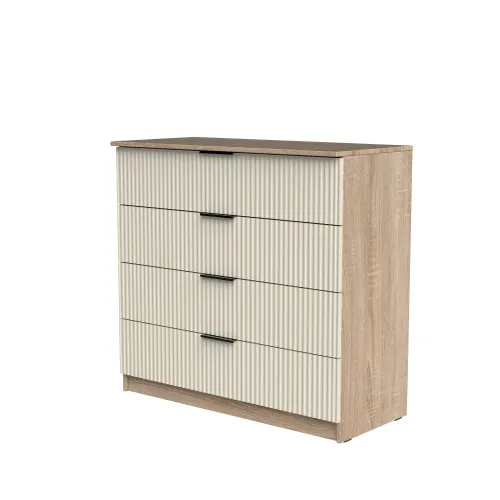 Комод К4 4Я 945х1000х450 мм корпус ДСП Дуб Сонома фасад МДФ краска RAL9001 (Свет-беж) фрезерование Плаше Гросс