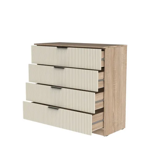 Комод К4 4Я 945х1000х450 мм корпус ДСП Дуб Сонома фасад МДФ краска RAL9001 (Свет-беж) фрезерование Плаше Гросс