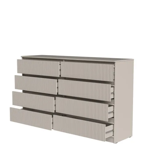 Комод К9 8Я 980х1600х430 мм корпус ДСП Кашемир фасад МДФ краска NCS S 2002-Y50R (Шелковистый мат) фрезерование Плаше Гросс