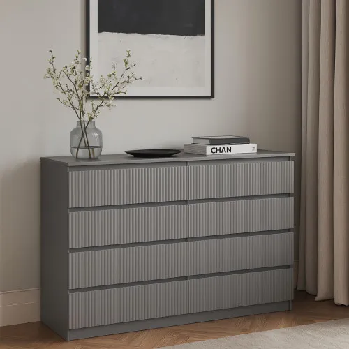 Комод К9 8Я 980х1600х430 мм корпус ДСП Серая Мышка фасад МДФ краска RAL7004 (Серый) фрезерование Плаше Гросс