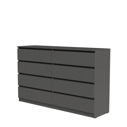 Комод К9 8Я 980х1600х430 мм корпус ДСП Серый Графит фасад МДФ краска RAL7012 (Серый) фрезерование Плаше Гросс