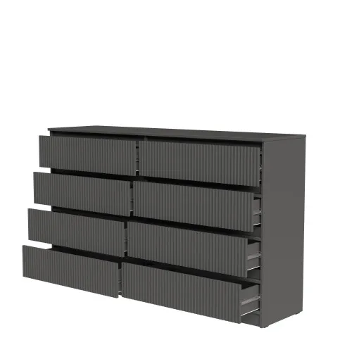 Комод К9 8Я 980х1600х430 мм корпус ДСП Серый Графит фасад МДФ краска RAL7012 (Серый) фрезерование Плаше Гросс