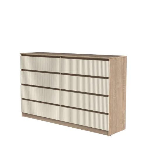Комод К9 8Я 980х1600х430 мм корпус ДСП Дуб Сонома фасад МДФ краска RAL9001 (Свет-беж) фрезерование Плаше Гросс