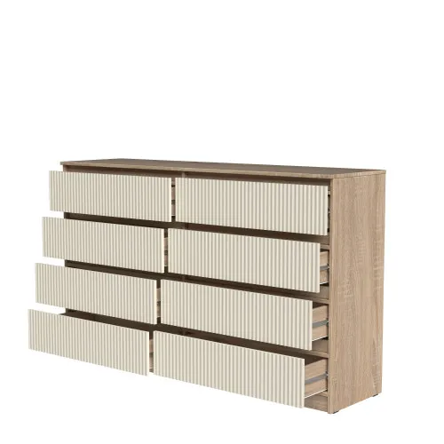 Комод К9 8Я 980х1600х430 мм корпус ДСП Дуб Сонома фасад МДФ краска RAL9001 (Свет-беж) фрезерование Плаше Гросс
