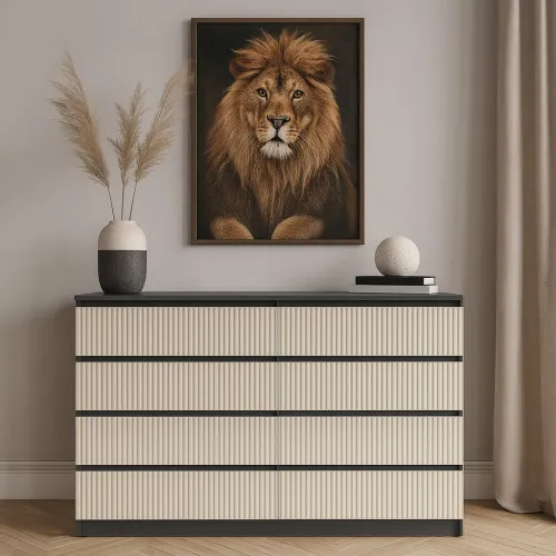 Комод К9 8Я 980х1600х430 мм корпус ДСП Серый Графит фасад МДФ краска RAL9001 (Свет-беж) фрезерование Плаше Гросс