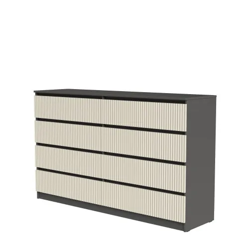 Комод К9 8Я 980х1600х430 мм корпус ДСП Серый Графит фасад МДФ краска RAL9001 (Свет-беж) фрезерование Плаше Гросс