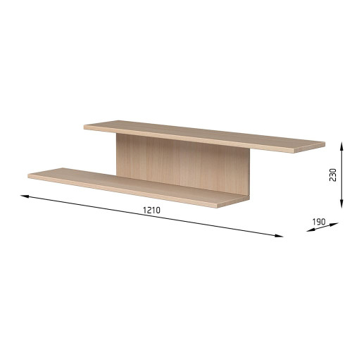 Полка навесная №38 230х1210х190 мм ДСП Дуб Крафт Золотой П38.230.1210.190.1