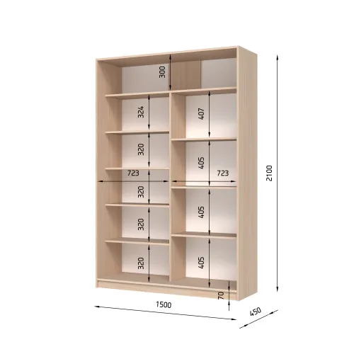 Шафа-купе дводверна SENAM E-Line 1500×450×2100 мм Ясен Серфсайд ЧистийК024ДСП EШК 2.2.21.45.15