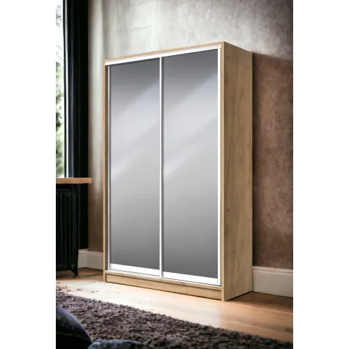 Шкаф-купе двухдверный SENAM E-Line 140х60х240 см Дуб Крафт золотойЗеркало EШК 2.2.24.60.14.1